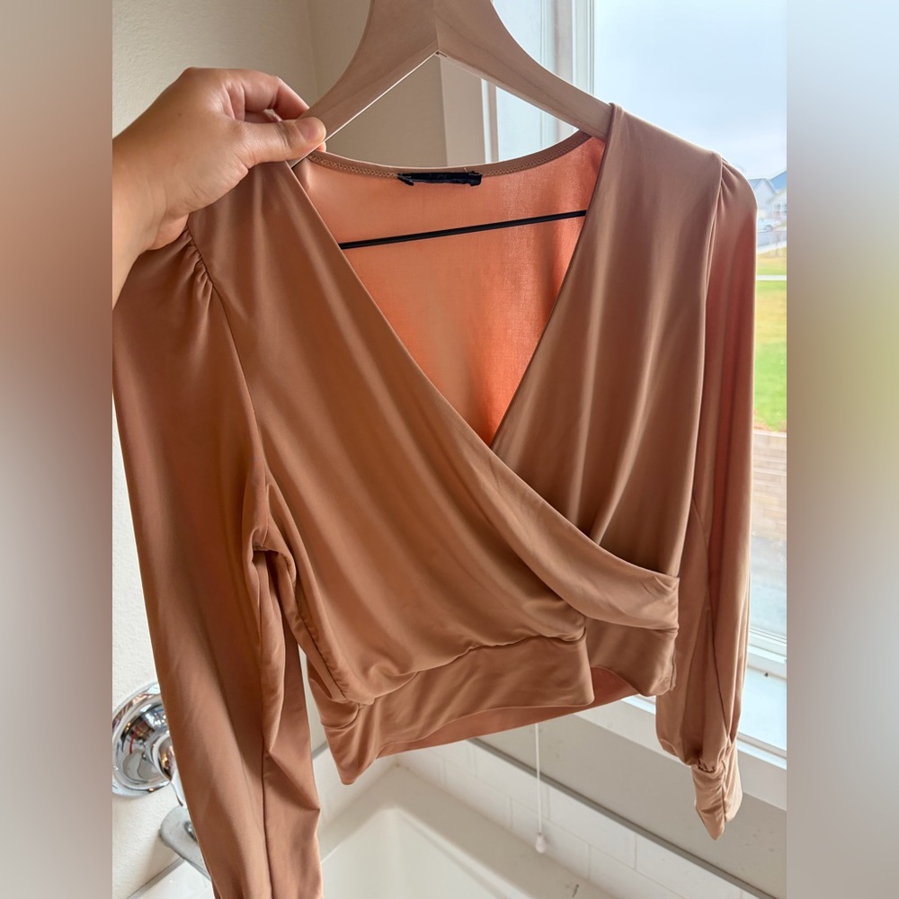 Elegant Tan‎ Wrap Blouse